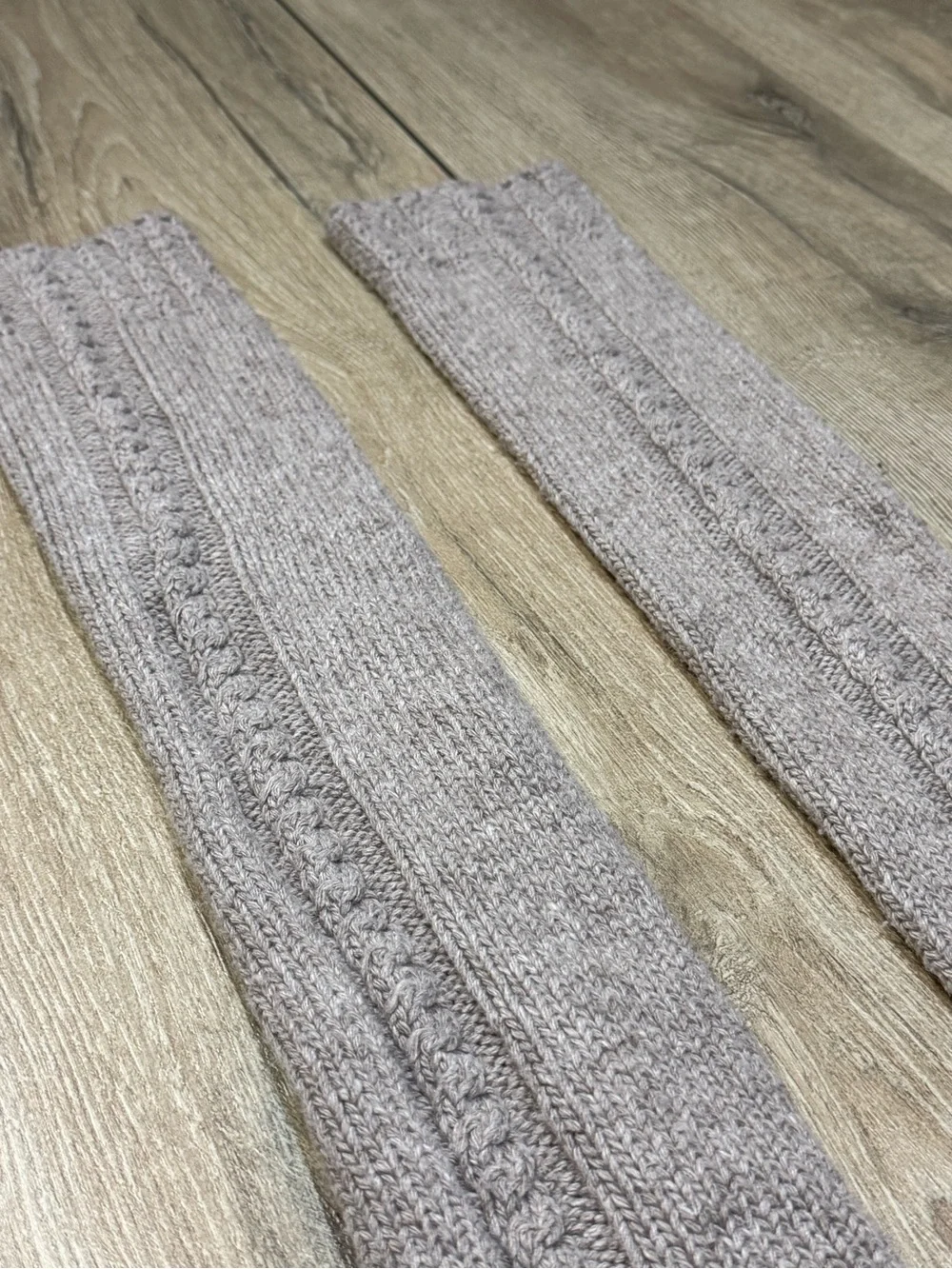 HUE Cable Knit Leg Warmers Taupe 24” Long Cozy Balletcore Boot Socks